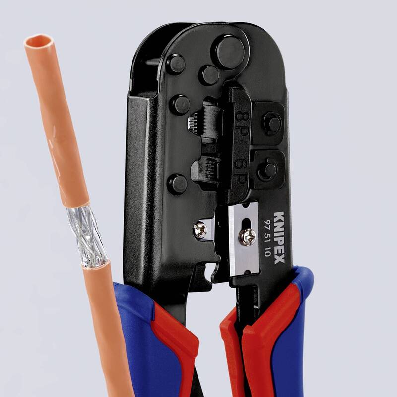 Knipex Crimpzange RJ11 RJ12 RJ45 Modularstecker Werkzeug 190mm Chrom-Vanadium - 4003773043171