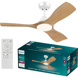 B-Ware Philips LED-Ventilator Olas 106 cm braun/weiß leise dimmbar mit Fernbedienung