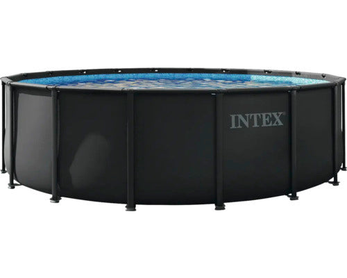 Intex Aufstellpool Framepool Ø 549 cm anthrazit Poolset mit Filteranlage Leiter - 6941057431598