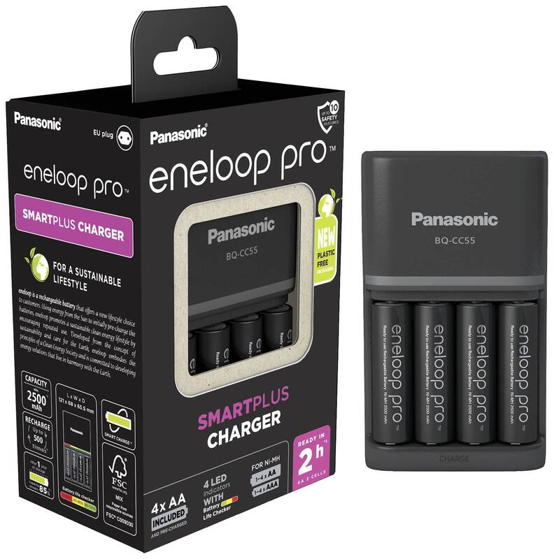 Panasonic Smart&Quick Ladegerät BQ-CC55 + 4x eneloop pro AA Akkus - 5410853063919