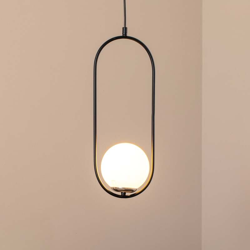 Opviq Hängeleuchte Pendelleuchte Mudoni Deckenlampe schwarz weiß Glas Metall E27 - 8684283476336