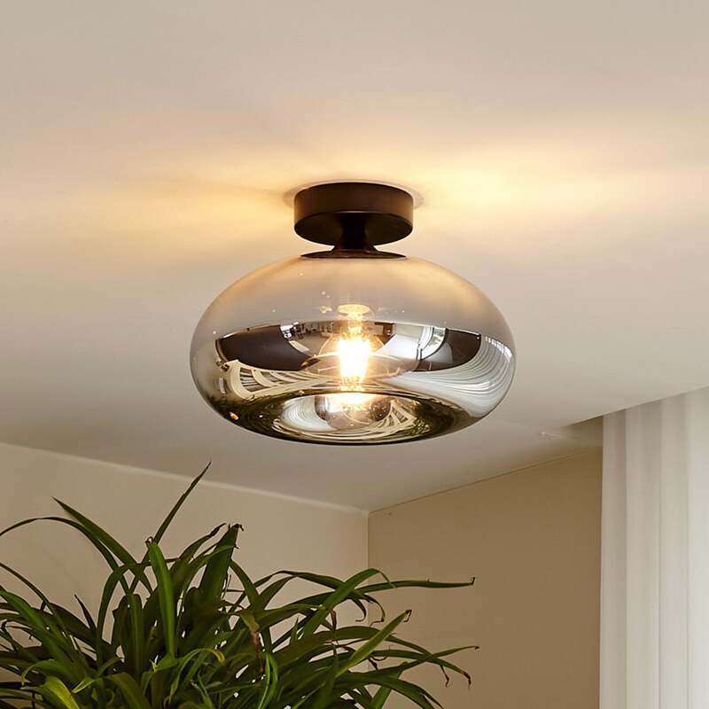 Lindby Deckenleuchte Zehra LED Lampe Leuchte dimmbar schwarz rauchgrau Ø28cm - 4251911772791