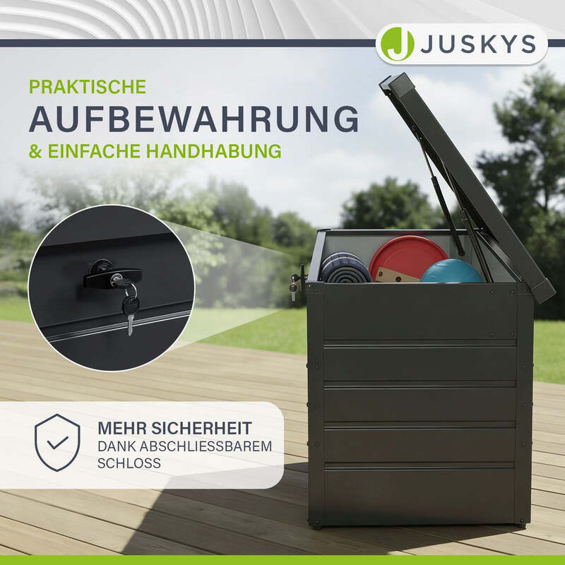 Metall Auflagenbox Limani wasserdichte Gartenbox 380 L rostfrei anthrazit - 4260565529101