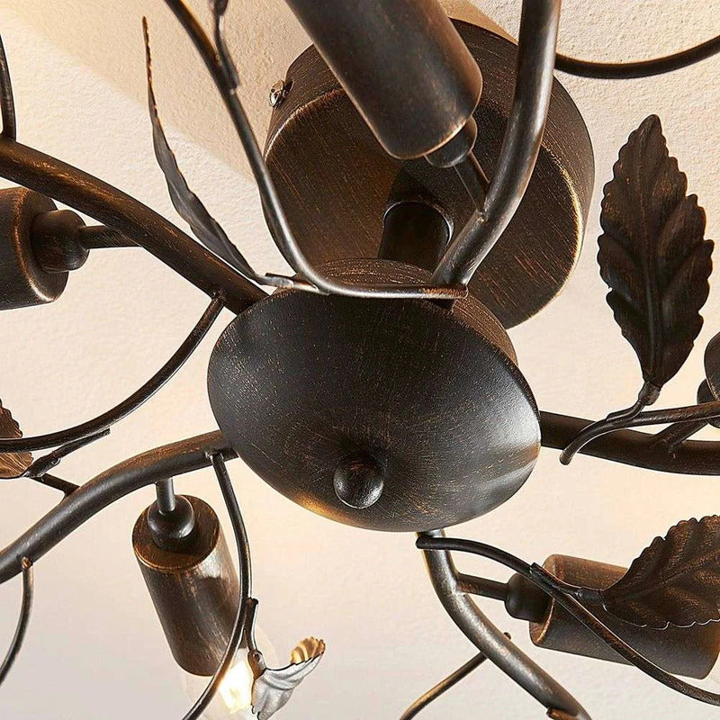 Lindby Deckenlampe Hängeleuchte Lampe Leuchte Yos Blattoptik 5-flmg E14 schw592 - 4251096547160