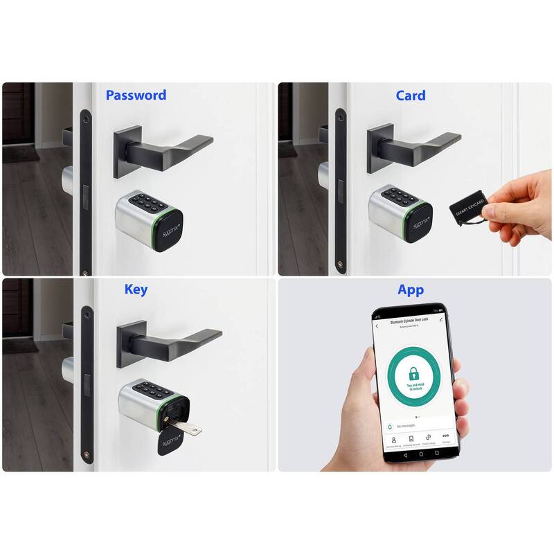Sygonix BT PIN RFID Schließzylinder Aluminiumlegierung Schwarz 100 Passwörter - 4064161318431