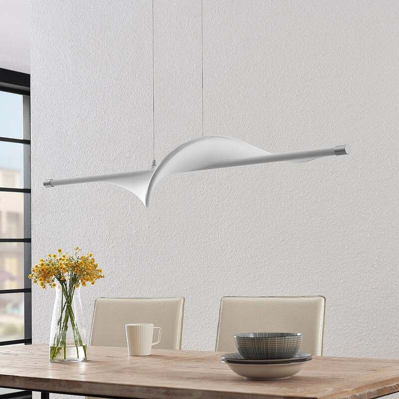 Lucande Pendelleuchte Hängeleuchte Edano LED dimmbar Leuchte Lampe weiß 122cm - 4251096584790