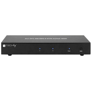 B-Ware TECHLY KVM Switch 2x1 DP USB Schwarz Metall Überstromschutz 3840x2160 21,6 Gbps