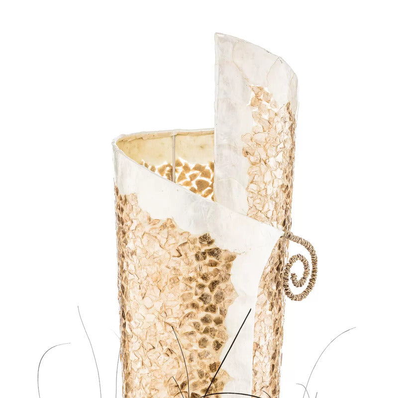 Woru Stehleuchte YUNI 150cm LED Lampe Leuchte Kunstharz Muscheln creme braun - 4250323844096