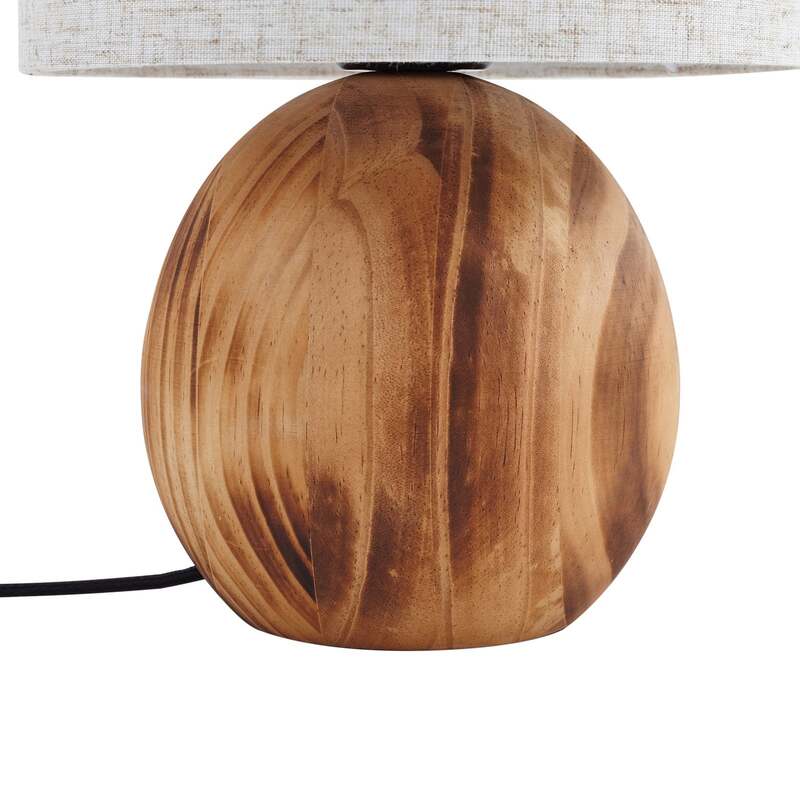 Lindby Tischleuchte Mayumi LED Lampe Leuchte Holz Textil E27 31cm hellgrau - 4251911798524