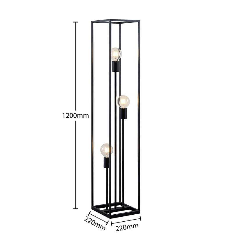 Lindby Krisha Stehlampe Stehleuchte Standlampe Leuchte schwarz Stahl 3-flammig - 4251096598414
