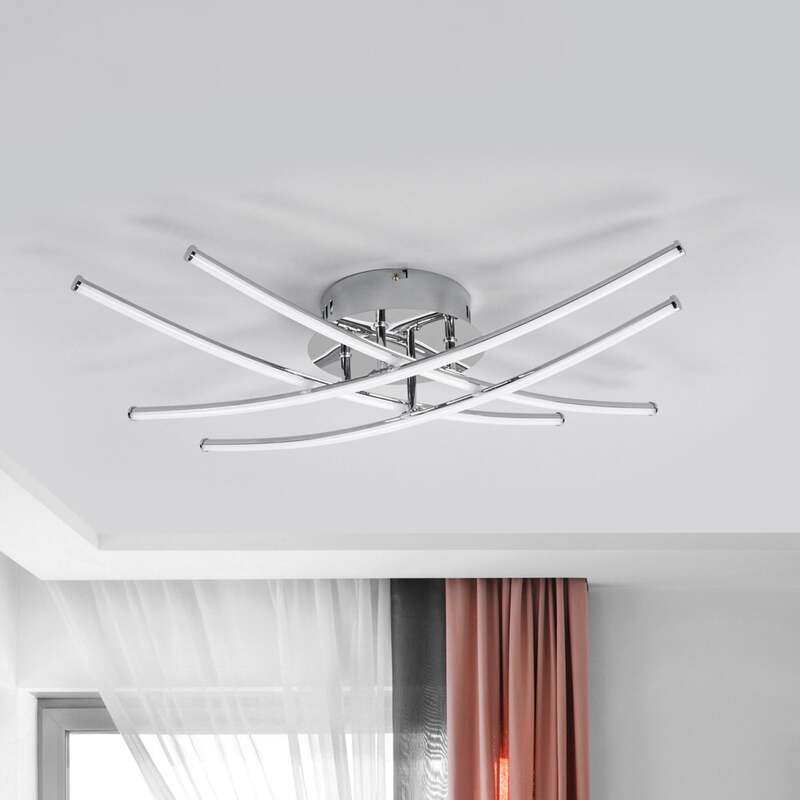 Lindby Deckenlampe Deckenleuchte Yael LED Lampe Leuchte chromfarben 67x67cm - 4251096525328