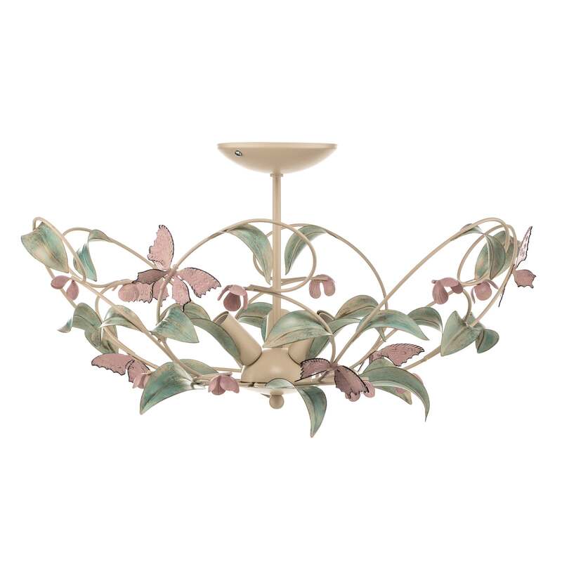 Deckenlampe BUTTERFLY LED 3-flammig dimmbar creme grün rosé Ø 64 cm Edelstahl - 5907565962871