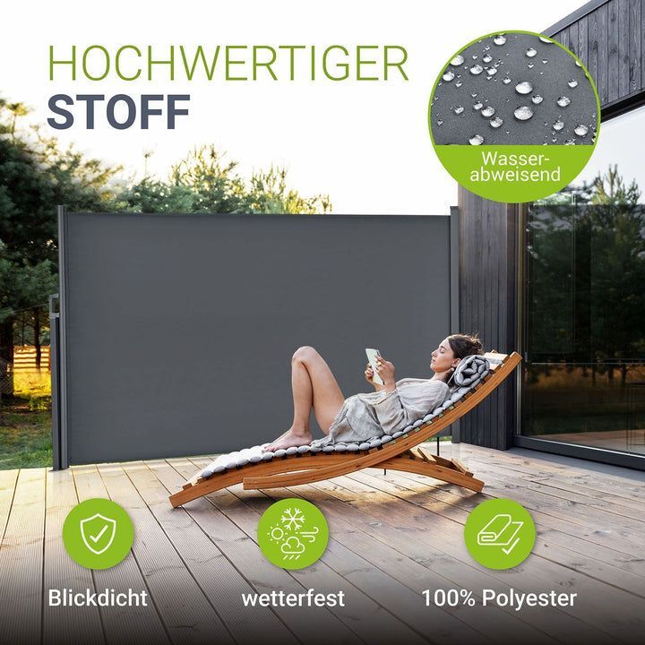 Seitenmarkise Dubai Sichtschutz für Balkon Terrasse ausziehbar 2m hoch 3-5m - 4260565524618