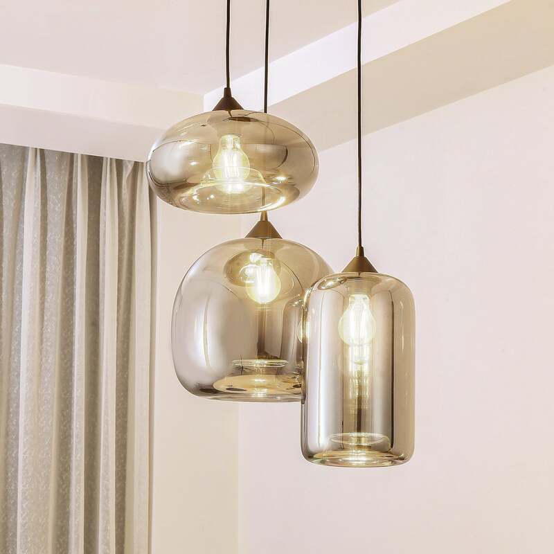 Lindby Hängeleuchte Marla rauchgrau 50 cm dimmbar E27 3x15W IP20 - 4251911797138
