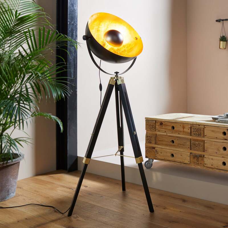 Stehlampe Covaleda Dreibein schwarz/gold höhenverstellbar 164 cm Eglo - 9002759496180