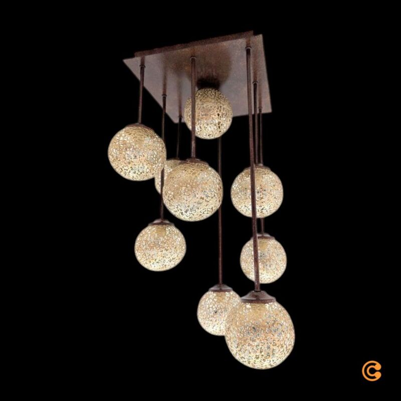 Paul Neuhaus Deckenleuchte Greta 9-flg dimmbar Leuchte Lampe rost gold 55cm - 4012248291252