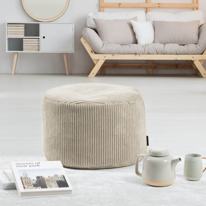 mokebo Pouf 'Der Faule Lenz' Hocker Sitzhocker Fußhocker Cord 40x60 cm beige XL - 4260669189942