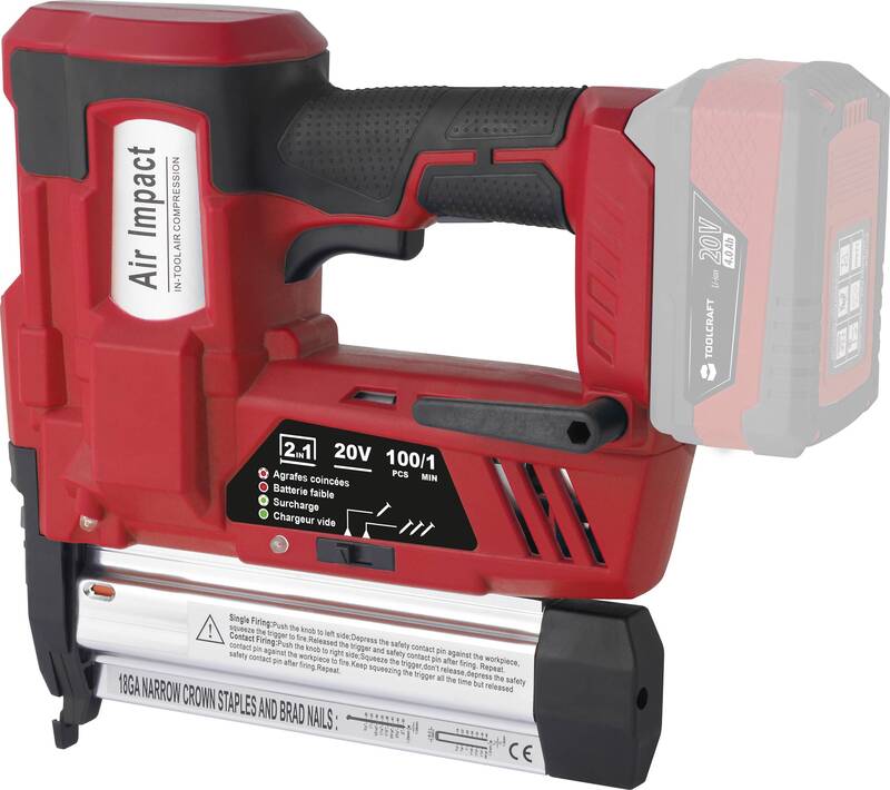 TOOLCRAFT Akku-Nagler Kabellose Nagelpistole inkl Akku-Lampe ohne Akku Ladegerät - 4064161194745