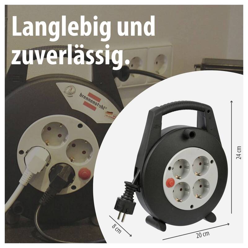 Brennenstuhl Kabeltrommel 5m Stromversorgung 4-fach Schutzkontakt schwarz - 4007123042166
