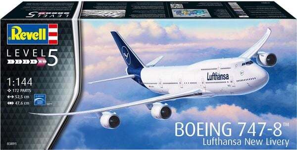 Revell Flugmodell Bausatz Boeing 747-8 Lufthansa "New Livery" 1:144 172 Teile - 4009803038919