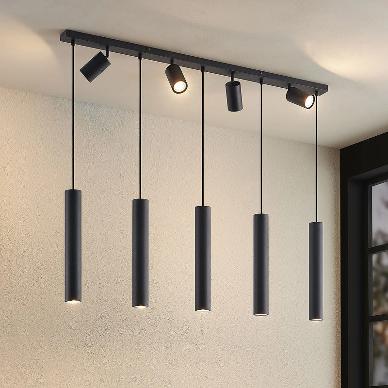 Lindby Hängeleuchte Sanad LED Pendelleuchte 9-flammig dimmbar schwarz 116cm - 9627385