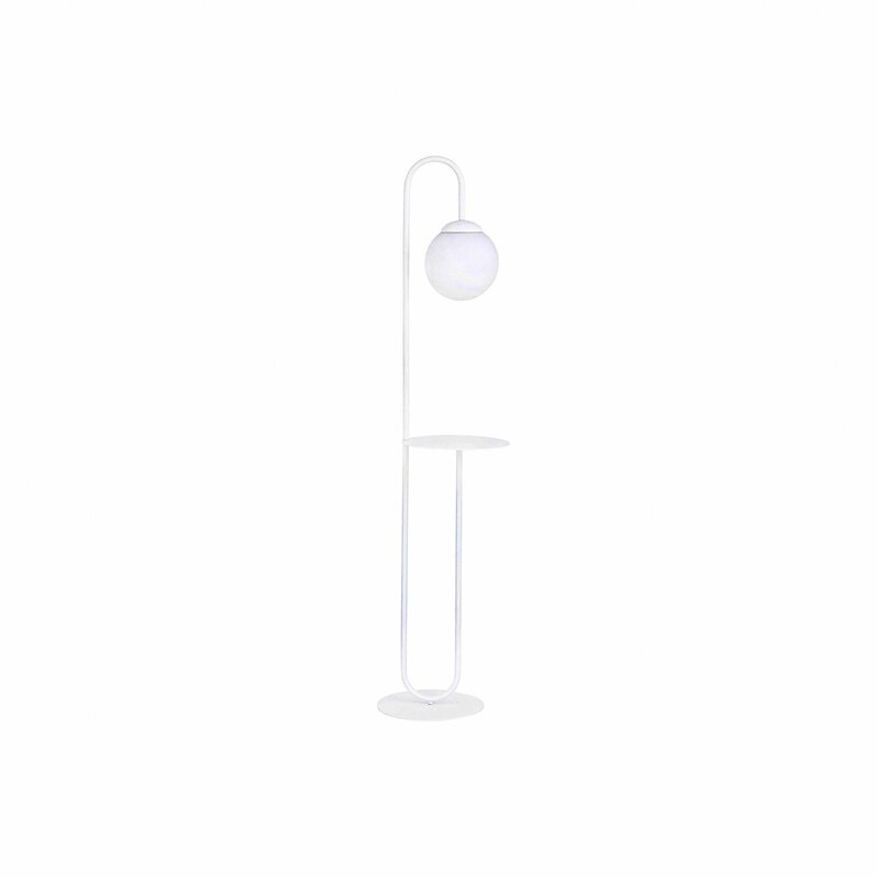 Stehleuchte Bari weiß Metall Glas Stehlampe Lampe Leuchte Spot Licht Leselampe - 5901738889811
