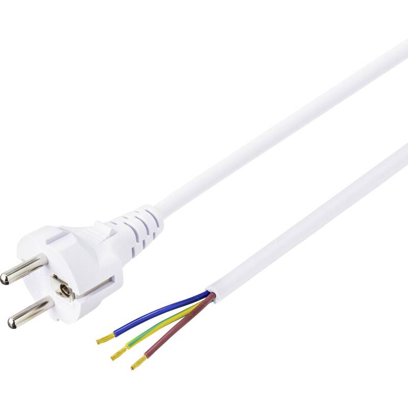 Basetech Strom Anschlusskabel H05VV-F 1,50m 16A Schutzkontakt-Stecker weiß 230V - 4064161150871