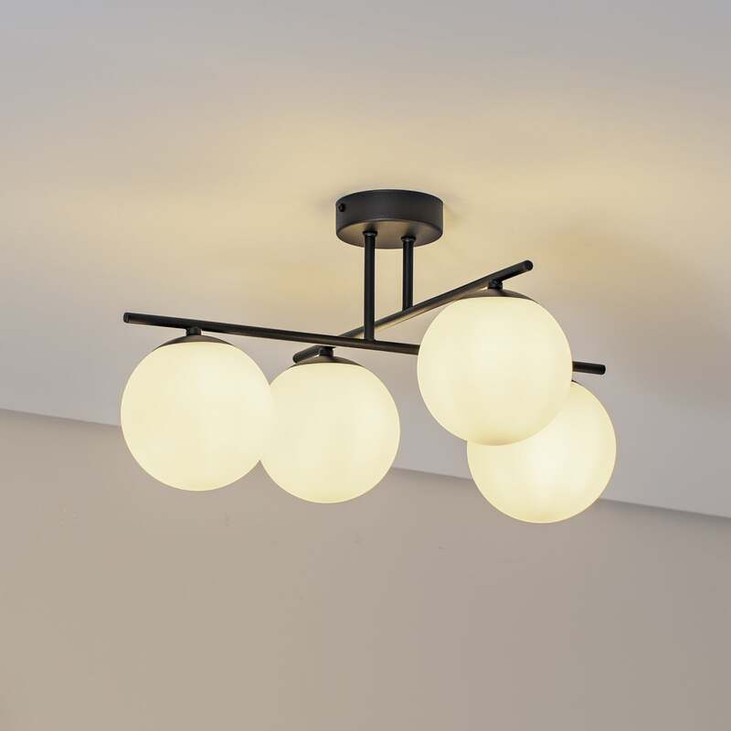 Aurora Deckenleuchte Lampe schwarz Glas Ø 50 cm 4 flammig E14 SIEHE TEXT/FOTO327 - 5905563001387