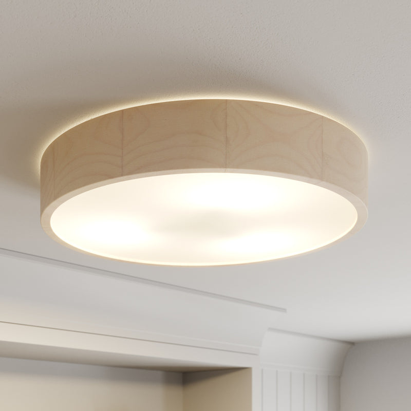 Envostar Deckenlampe Leuchte Kerio LED dimmbar Holz Glas weiß Ø47cm 8cm hoch - 4251911795738