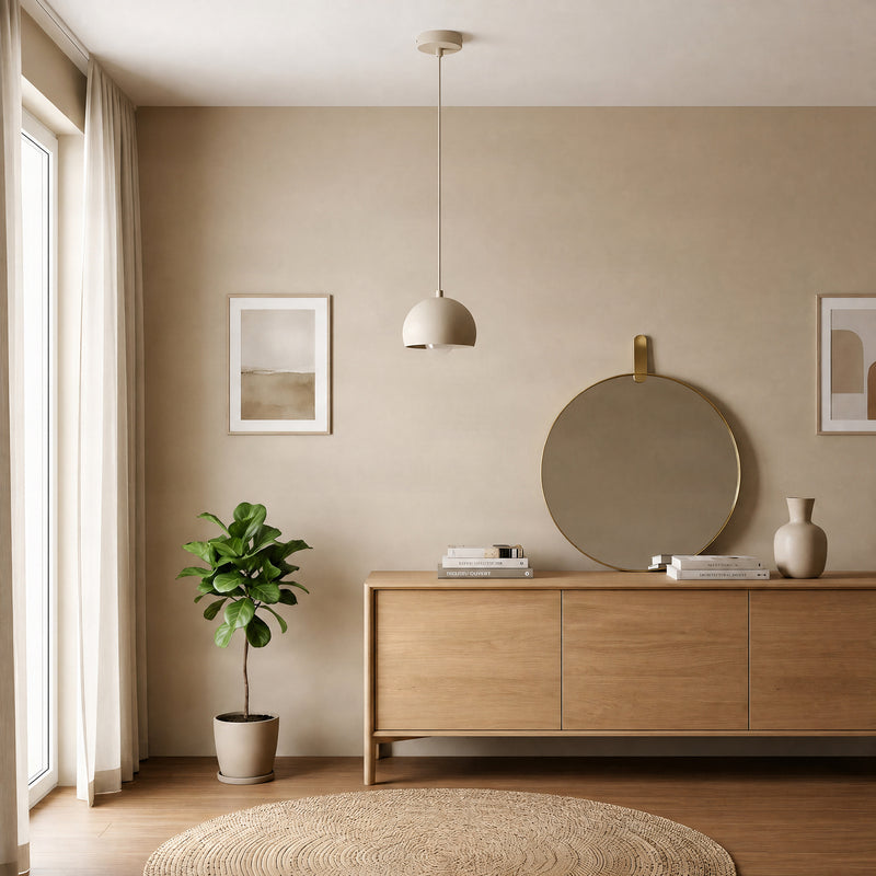 Hängeleuchte Sool LED Pendelleuchte dimmbar beige matt Stahl Ø15cm 1-flammig - 5907565912142