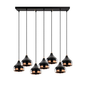 B-Ware Opviq Hängeleuchte Pendelleuchte Yildo 6894 schwarz kupfer Metall 7-flammig