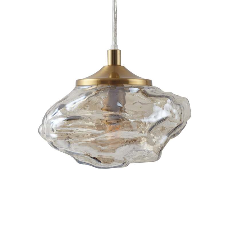 Lindby Hängelampe Piatra Ø45cm 5-flg amber/messing Glas dimmbar IP20 - 4251911796537