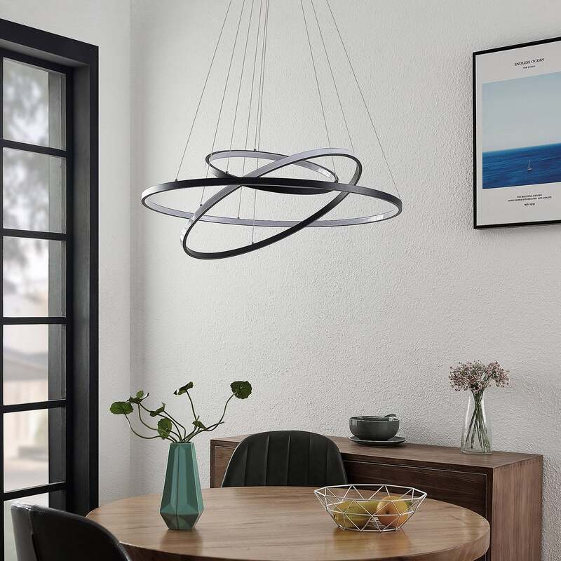 Lucande Pendelleuchte Hängeleuchte Ezana LED dimmbar schwarz Ø80cm 54W 2300lm - 4251911705157