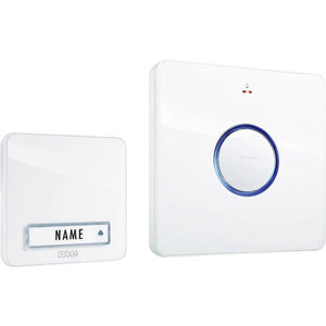 B-Ware m-e modern-electronics Funkklingel Komplett-Set 200m Reichweite LED Signal weiß