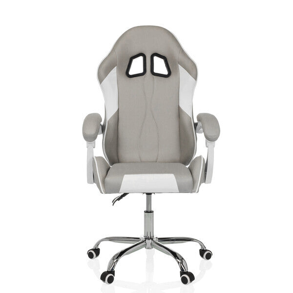 MyBuero Gaming Stuhl Bürostuhl GAMEBREAKER W03 Stoff grau weiß ergonomisch - 4064323107538