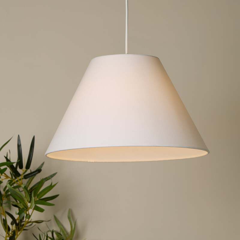 Searchlight Hängeleuchte Lyta LED Pendelleuchte dimmbar Textil weiß Ø38cm 80cm - 5053423272313