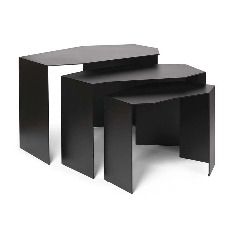 Ferm Living Satztisch Set Beistelltisch Shard Cluster schwarz 3er Set Tisch - 5704723321903