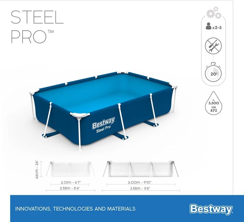 Bestway 9'10" X 6'7" Steel Pro Frame Pool, Blue - 6941607327999