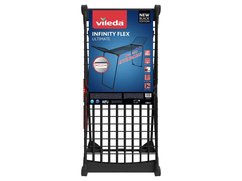 Vileda Wäschetrockner Infinity Flex Ultimate 30m Leinenlänge schwarz 122x50cm - 4023103254954