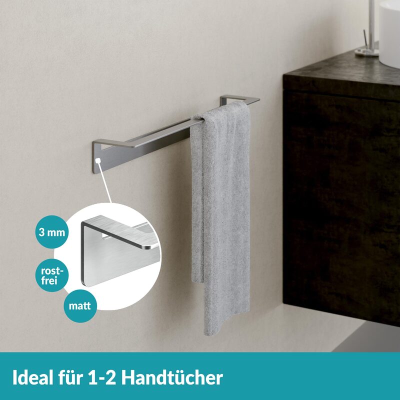 WEISSENSTEIN Handtuchstange Handtuchhalter Badezimmer WOMO silber selbstklebend - 4260470461572