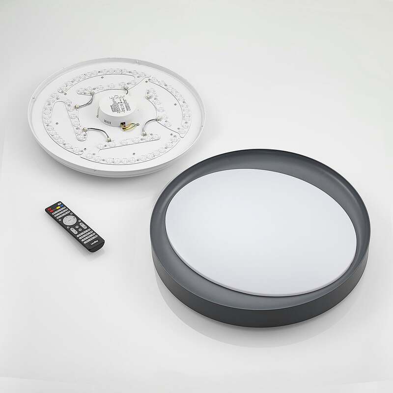 Lindby Deckenleuchte Alyano LED dimmbar RGB CCT Fernbedienung 48cm dunkelgrau - 4251096599381