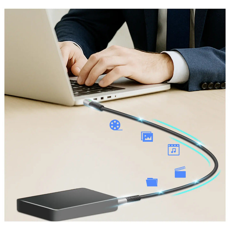 LogiLink USB-C Kabel USB 3.2 Gen2x2 2m Schwarz mit LED 4K UHD Datenkabel 100W - 4052792079913