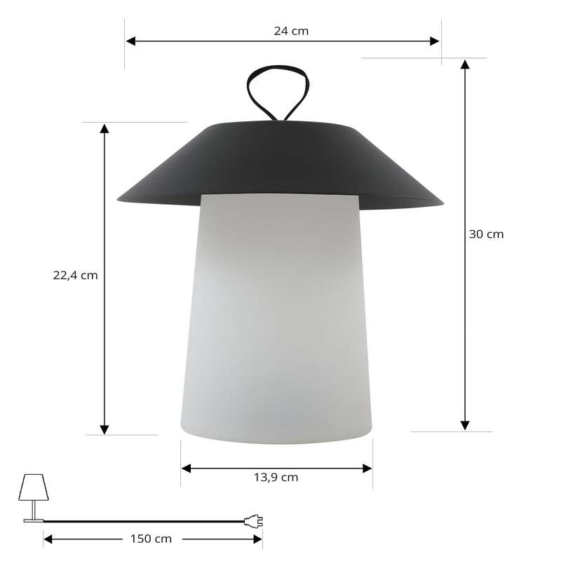 Lindby Akkutischleuchte Kalina LED dimmbar Gartenlampe schwarz/weiß IP44 22,4cm - 4251911773965