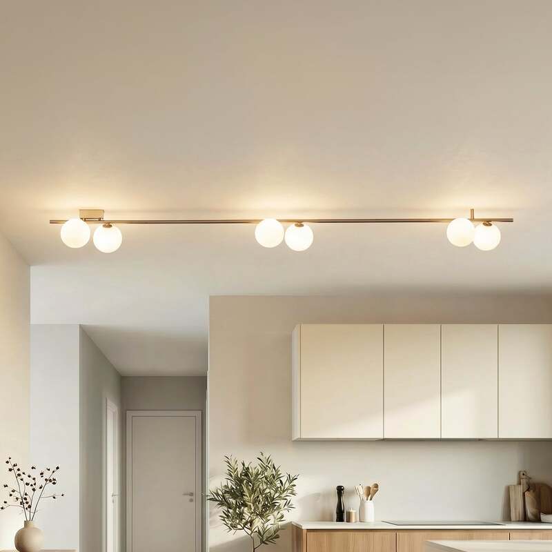 Deckenleuchte Imelo 6-flammig LED dimmbar braun Glas 200cm Leuchte Lampe - 5906135113323