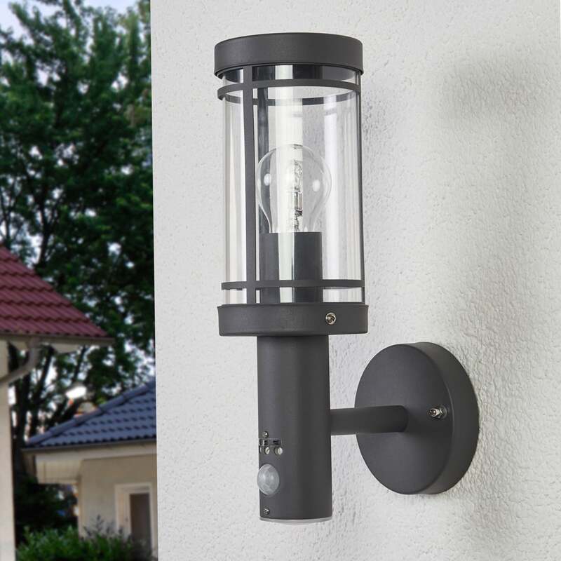 Lindby Außenwandleuchte Djori LED Gartenlampe mit Bewegungsmelder anthrazit IP44 - 4251096528688