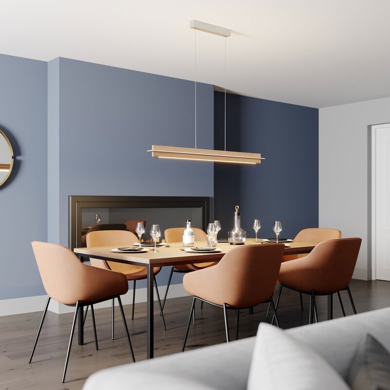 Quitani Pendelleuchte Hängelampe LED Eiche Nickel Esszimmer höhenverstellbar765 - 4251096570366