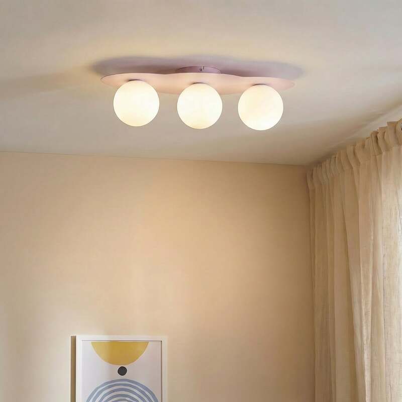 TK Lighting Deckenleuchte Cloud rosa 3-flammig LED Lampe dimmbar Glas 51cm - 5906135114474