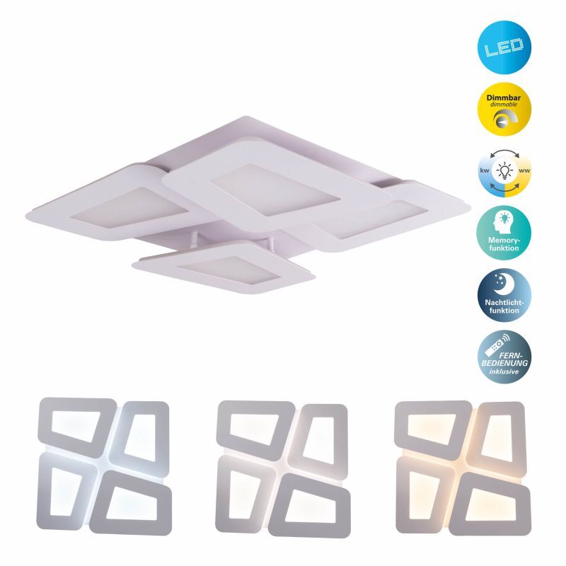Näve LED Deckenleuchte Leuchte Simen weiß Fernbedienung Metall 48x48 cm CCT - 4003222892770