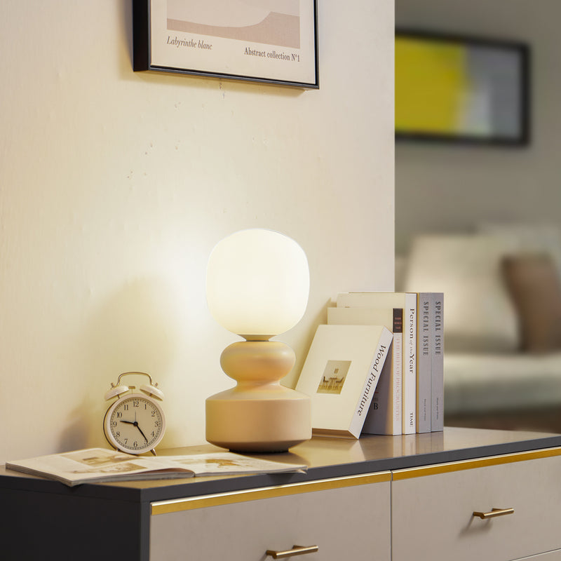 Lucande Tischleuchte Fidelo LED Lampe Tischlampe Keramik weiß gelb 38cm - 4251911786408