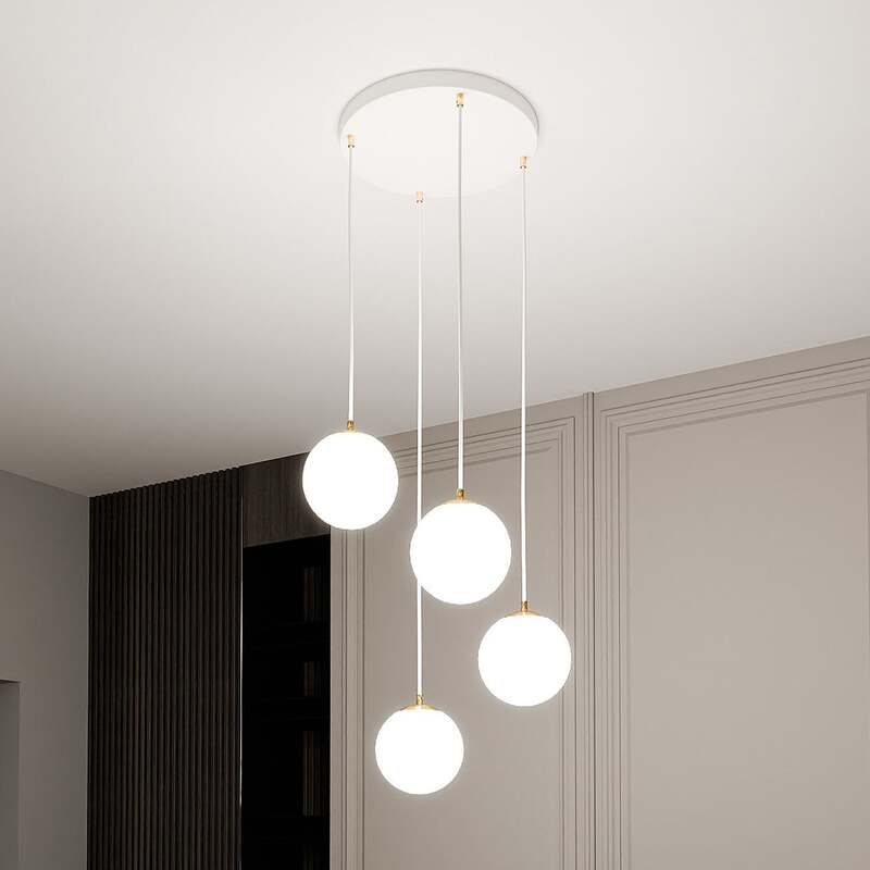 Hängeleuchte Royal 4-flg opalweiß/weiß Glas E14 dimmbar 100cm max Abhängung - 5901738926158